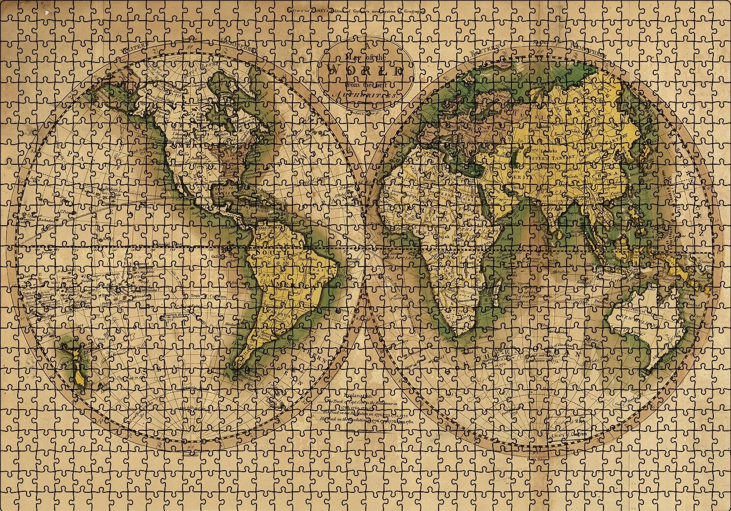 1800lerin Sonu Dünya Haritası Puzzle Yapboz MDF Ahşap 1000 Parça 49 cm X 68 cm
