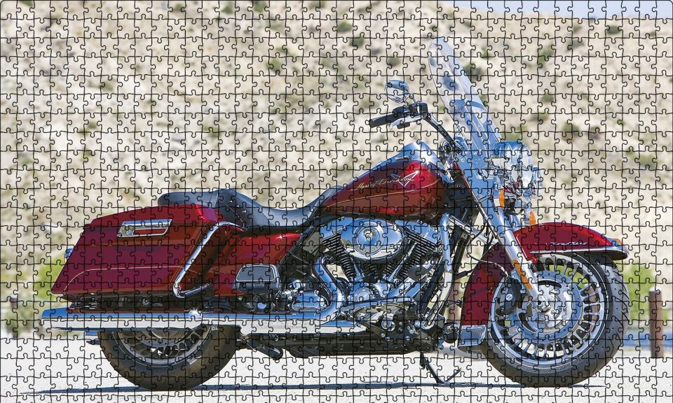Harley Davidson Bordo Motorsiklet Puzzle Yapboz MDF Ahşap 1000 Parça 49 cm X 68 cm