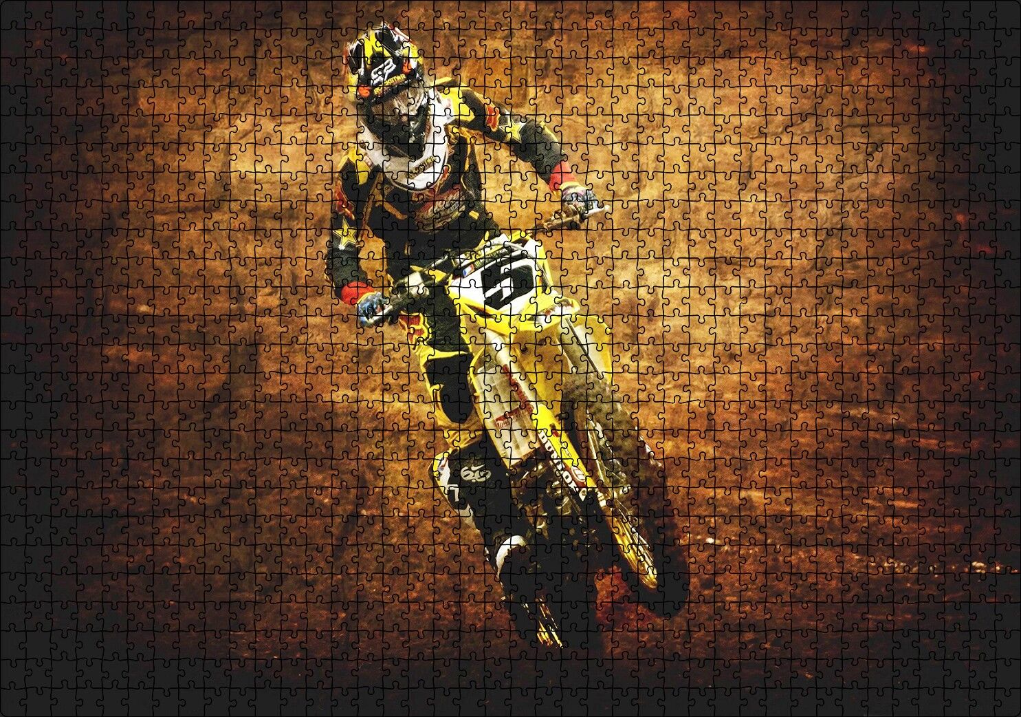 Motokros Vintage Tarzı Görsel Puzzle Yapboz MDF Ahşap 1000 Parça 49 cm X 68 cm