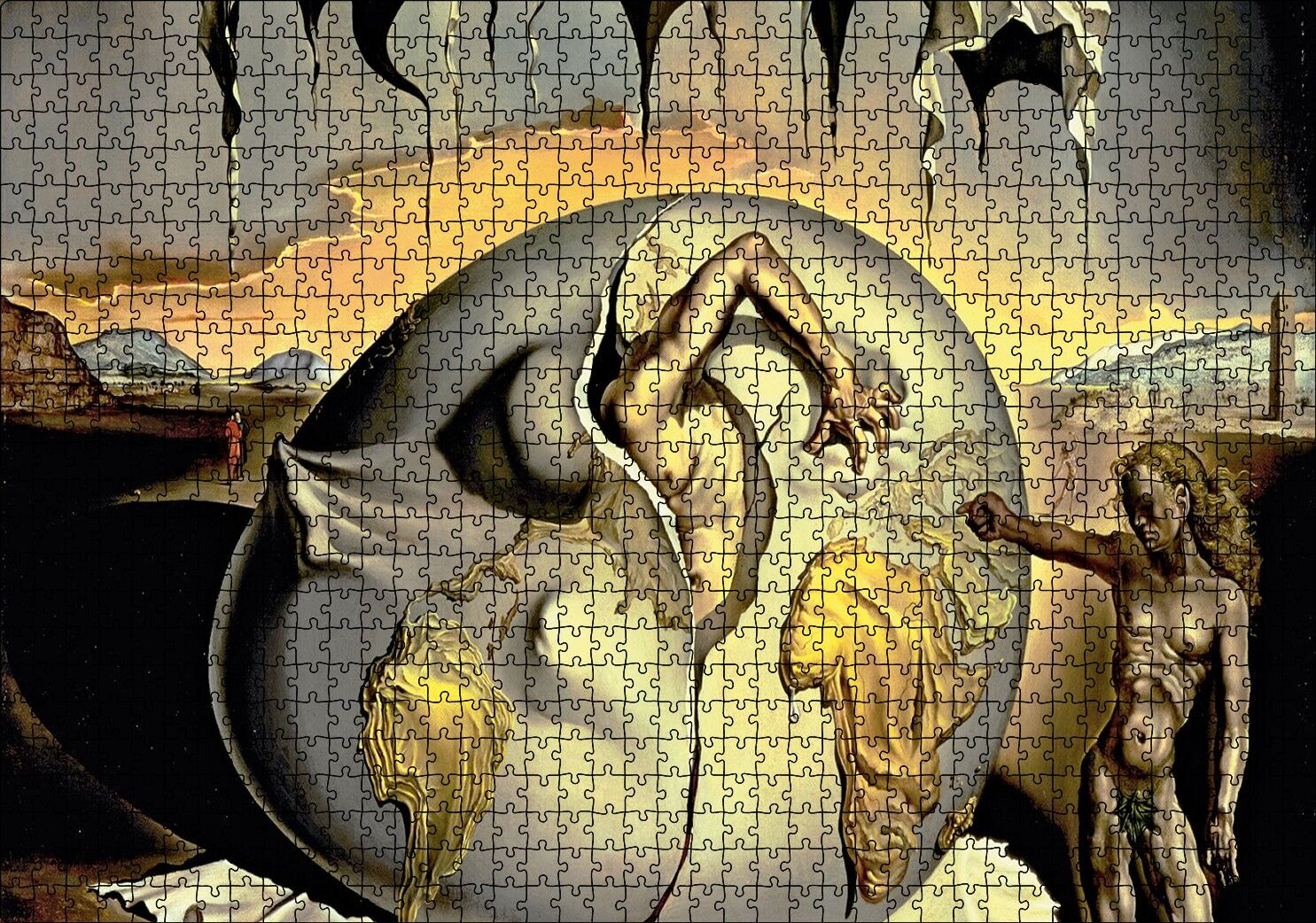 Salvador Dali Yeni İnsanın Doğuşunu İzleyen Jeopolitik Çocuk Görseli Puzzle Yapboz MDF Ahşap 1000 Parça 49 cm X 68 cm