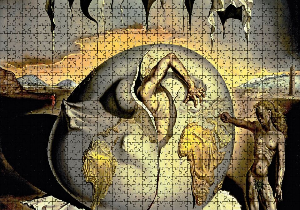 Salvador Dali Yeni İnsanın Doğuşunu İzleyen Jeopolitik Çocuk Görseli Puzzle Yapboz MDF Ahşap 1000 Parça 49 cm X 68 cm