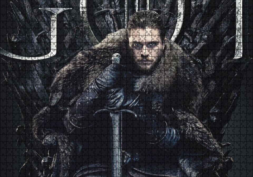 Game of Thrones Jon Snow Tahtta Puzzle Yapboz MDF Ahşap 1000 Parça 49 cm X 68 cm
