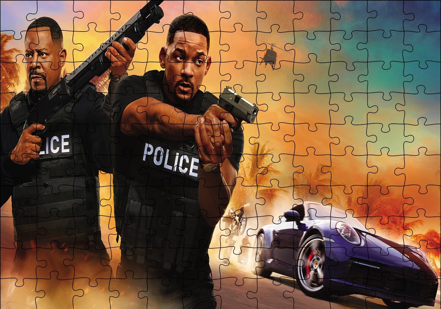 Martin Lawrence ve Will Smith Silahlı Görsel Puzzle Yapboz MDF Ahşap