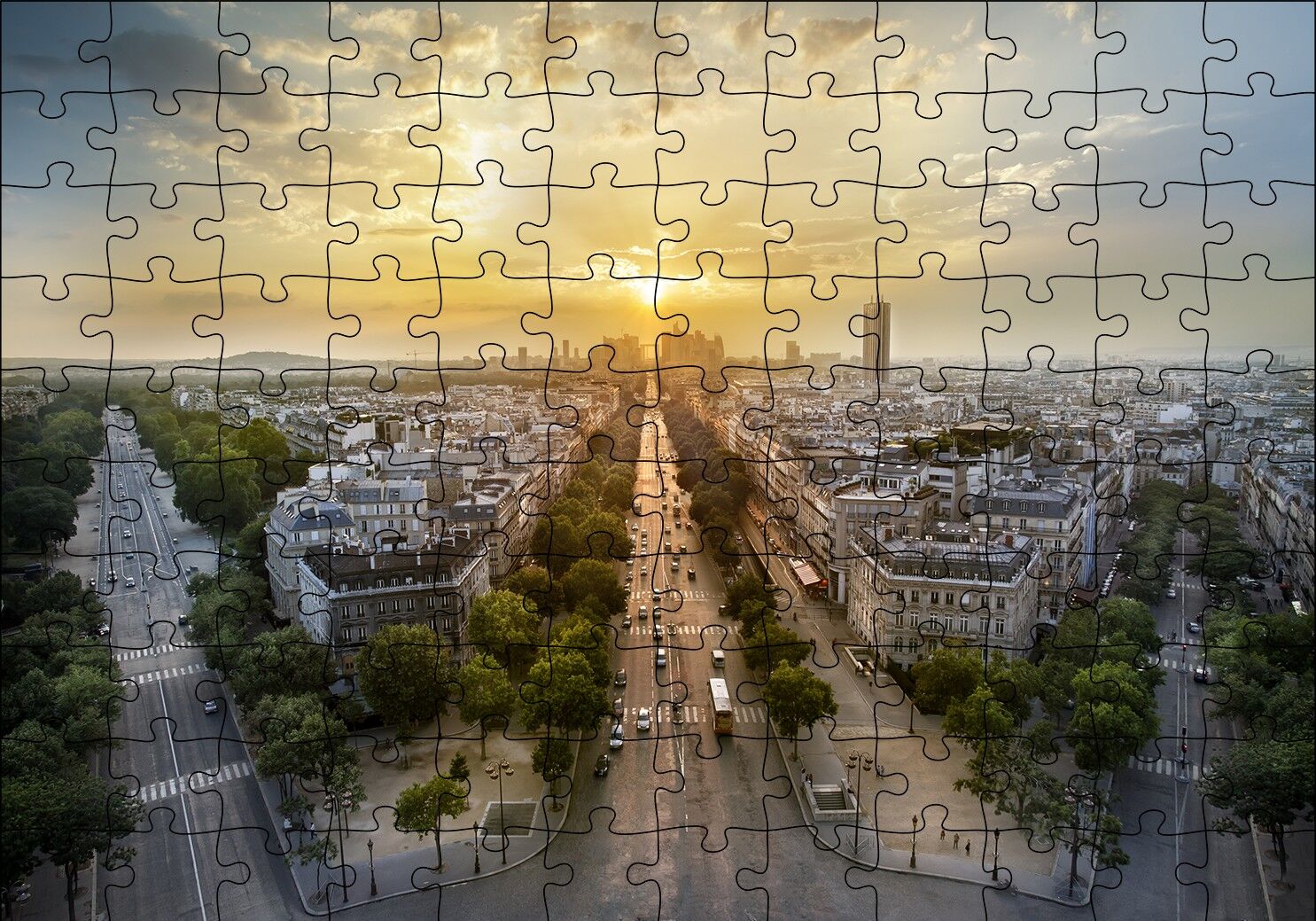 Paris Panaromik Günbatımı Puzzle Yapboz MDF Ahşap 120 Parça 24 cm X 34 cm