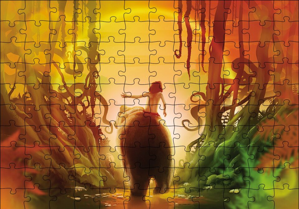 Mowgli Orman Çocuğu ve Ayı Görsel Puzzle Yapboz MDF Ahşap