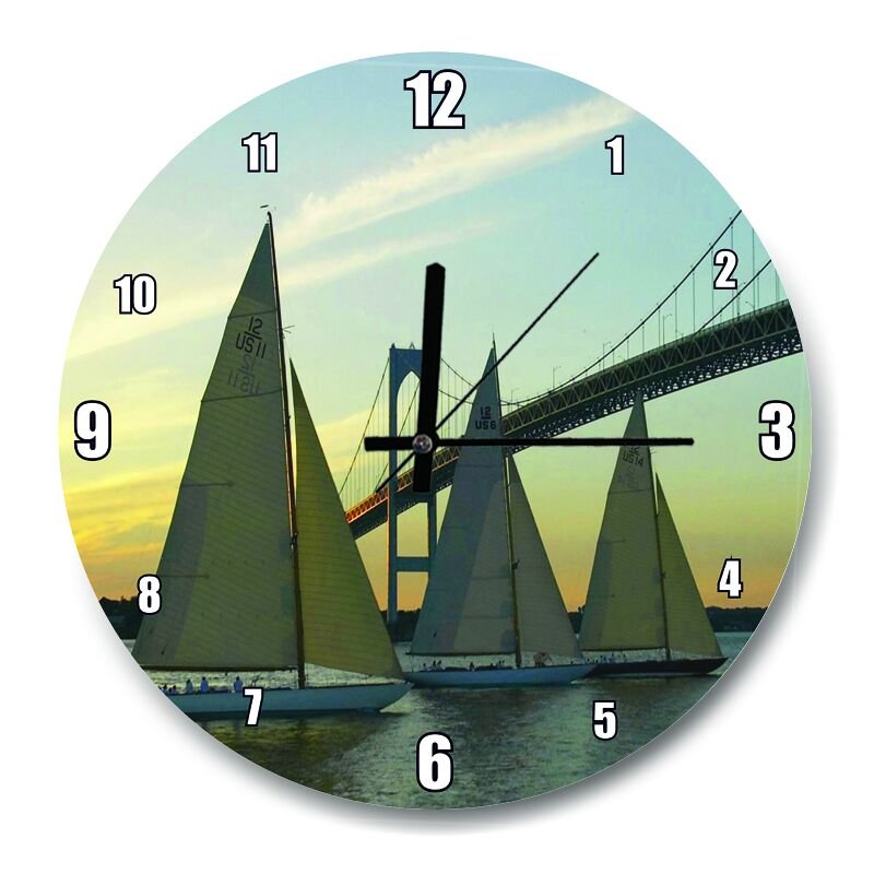 Rhode Island Köprü  Yelkenliler  Mdf Ahşap Duvar Saati