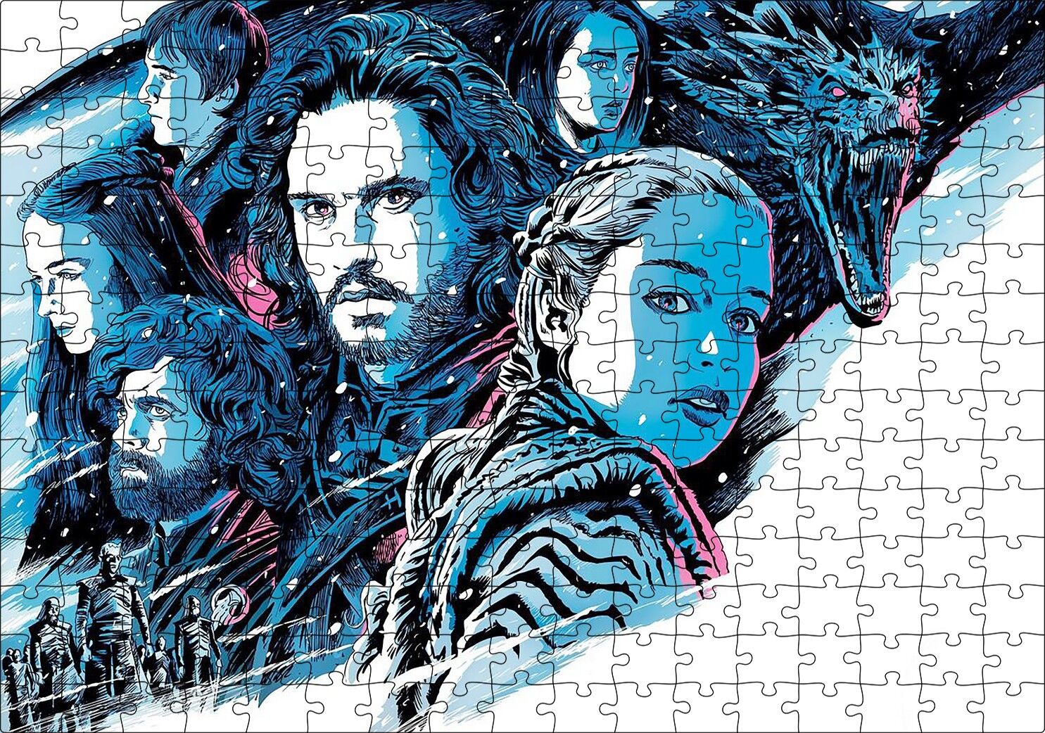 Game of Thrones Karakterleri Karikatürize Puzzle Yapboz MDF Ahşap 255 Parça 34 cm X 49 cm