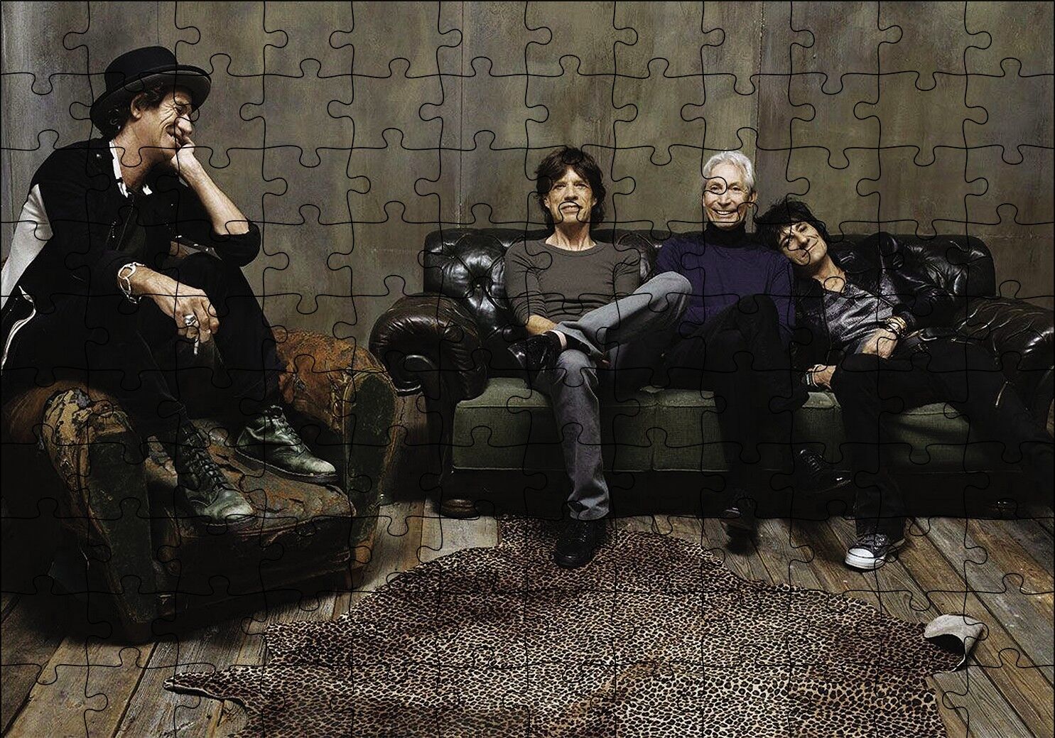 Rolling Solistler Leopar Kürkü Halı Puzzle Yapboz MDF Ahşap