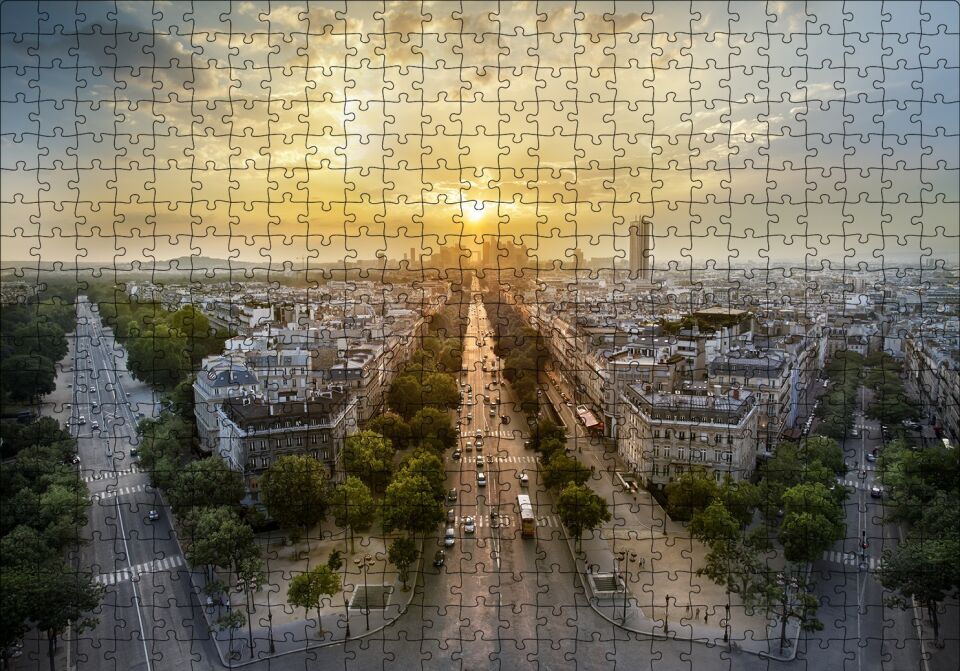 Paris Panaromik Günbatımı Puzzle Yapboz MDF Ahşap 500 Parça 49 cm X 68 cm