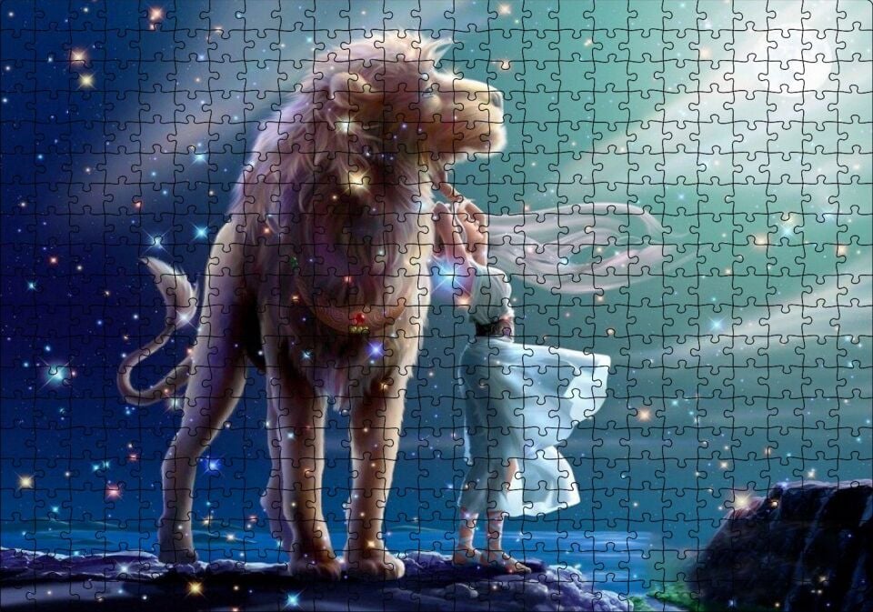 Perisi Ve Aslan Burcu Görseli Puzzle Yapboz MDF Ahşap 500 Parça 49 cm X 68 cm