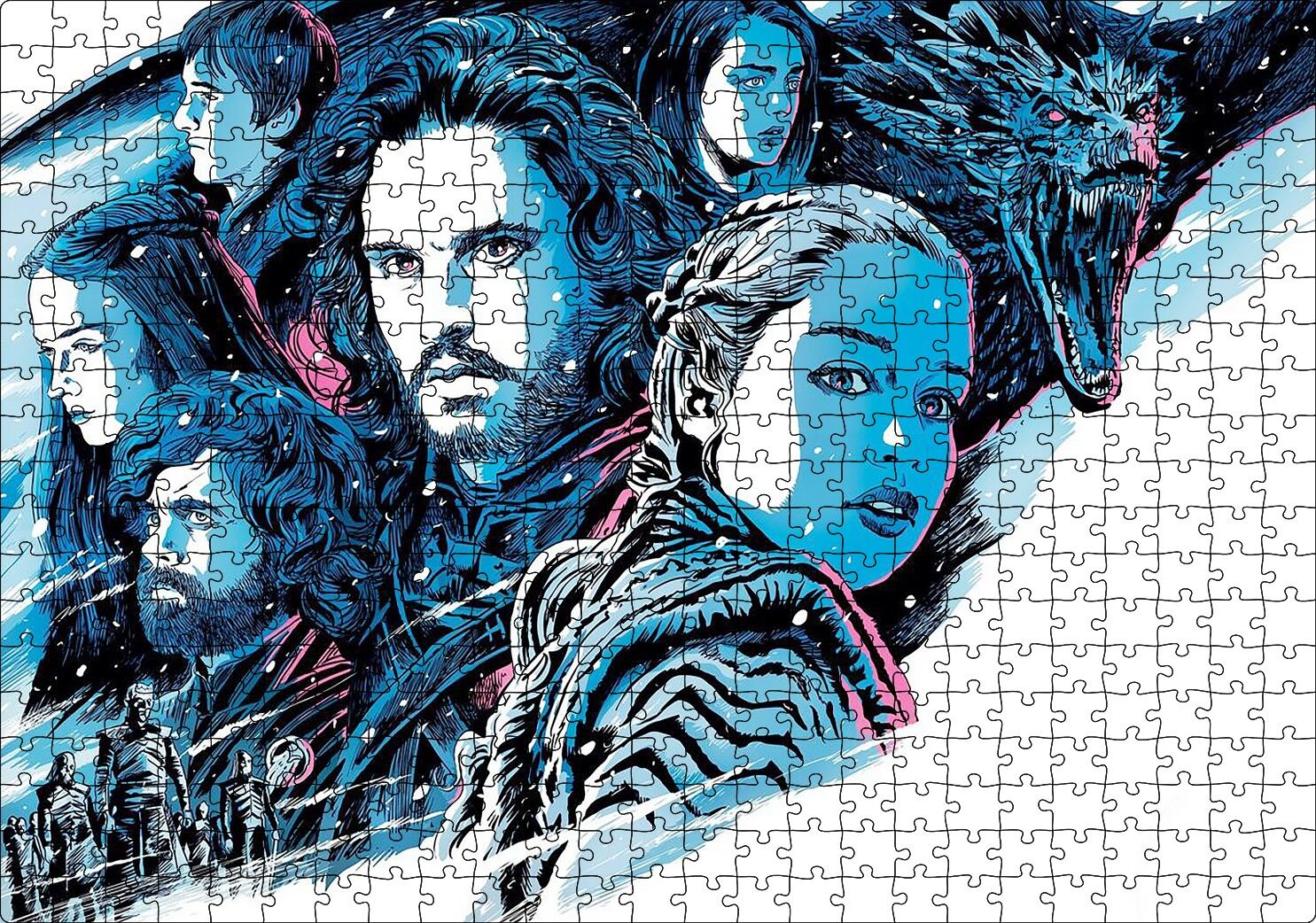 Game of Thrones Karakterleri Karikatürize Puzzle Yapboz MDF Ahşap 500 Parça 49 cm X 68 cm