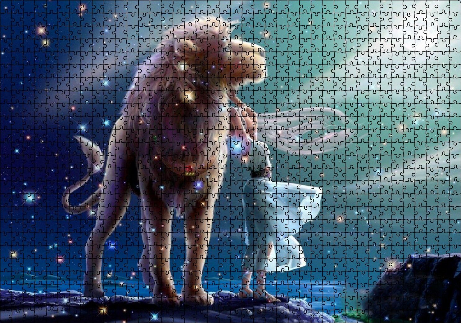 Perisi Ve Aslan Burcu Görseli Puzzle Yapboz MDF Ahşap 1000 Parça 49 cm X 68 cm