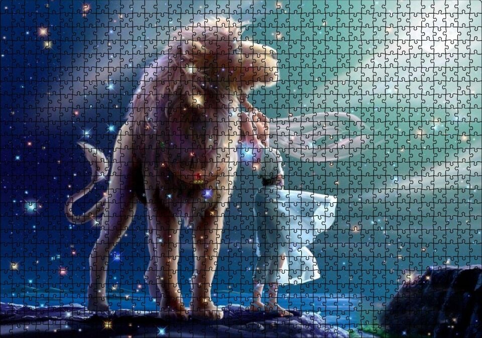 Perisi Ve Aslan Burcu Görseli Puzzle Yapboz MDF Ahşap 1000 Parça 49 cm X 68 cm