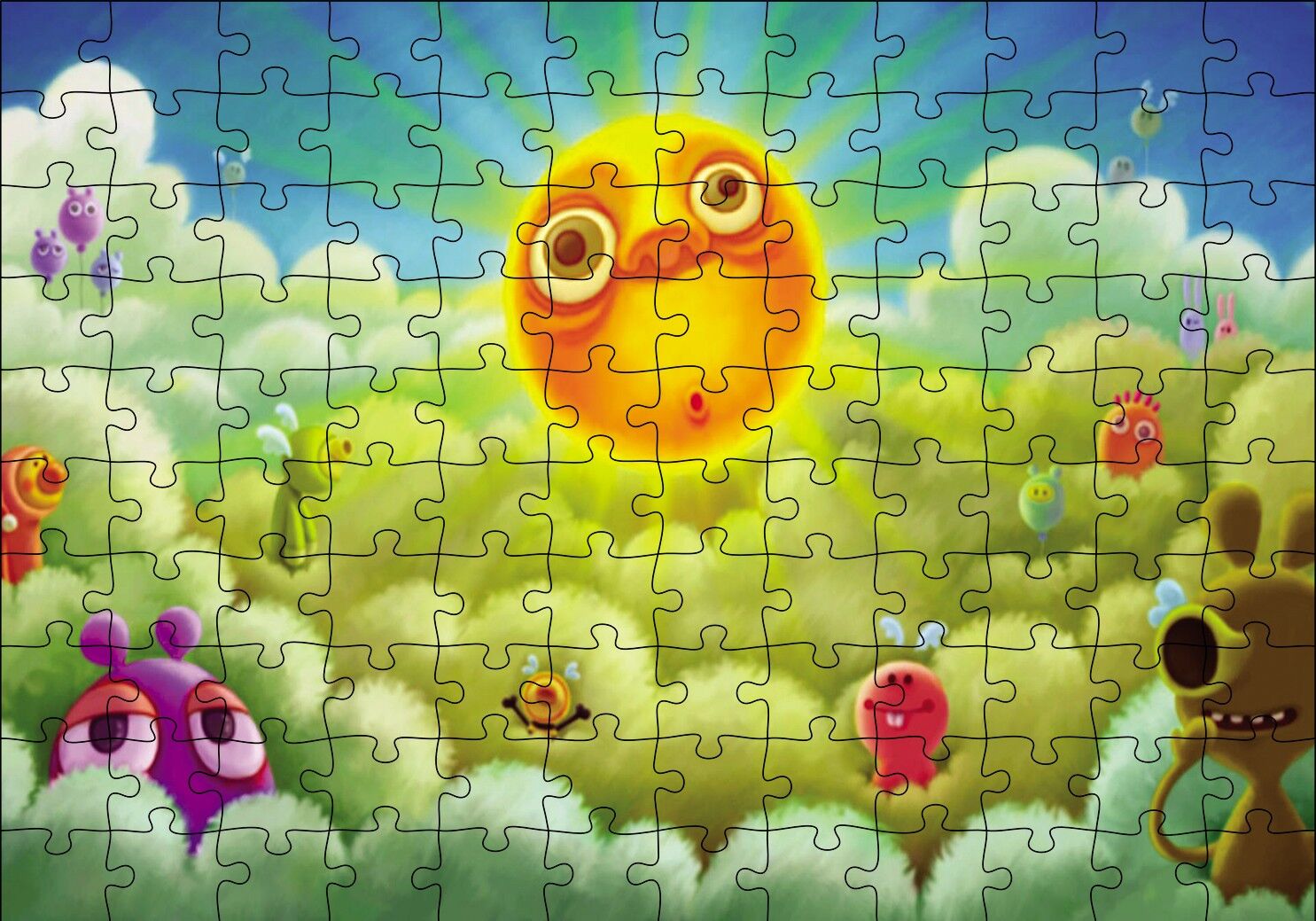 Çizgi Film Sahnesi Puzzle Yapboz MDF Ahşap 120 Parça 24 cm X 34 cm