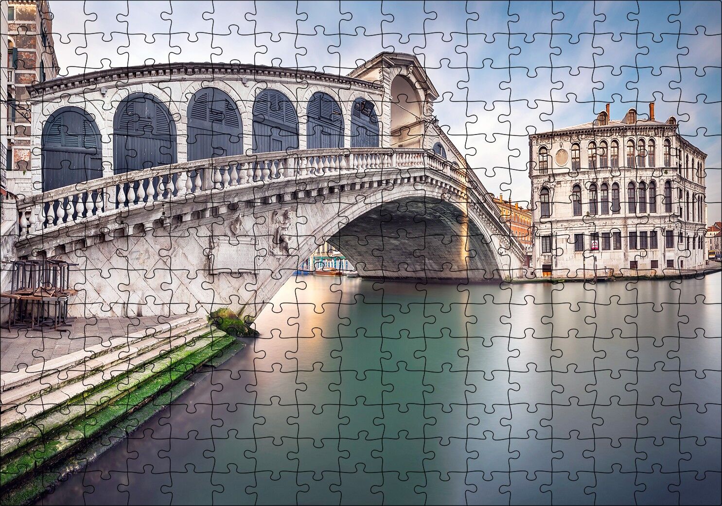 Venedik Rialto Köprüsü Puzzle Yapboz MDF Ahşap 255 Parça 34 cm X 49 cm