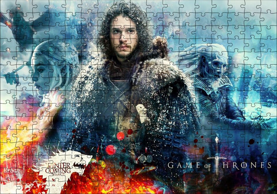 Game of Thrones Karakterleri Kompozisyon Puzzle Yapboz MDF Ahşap 255 Parça 34 cm X 49 cm
