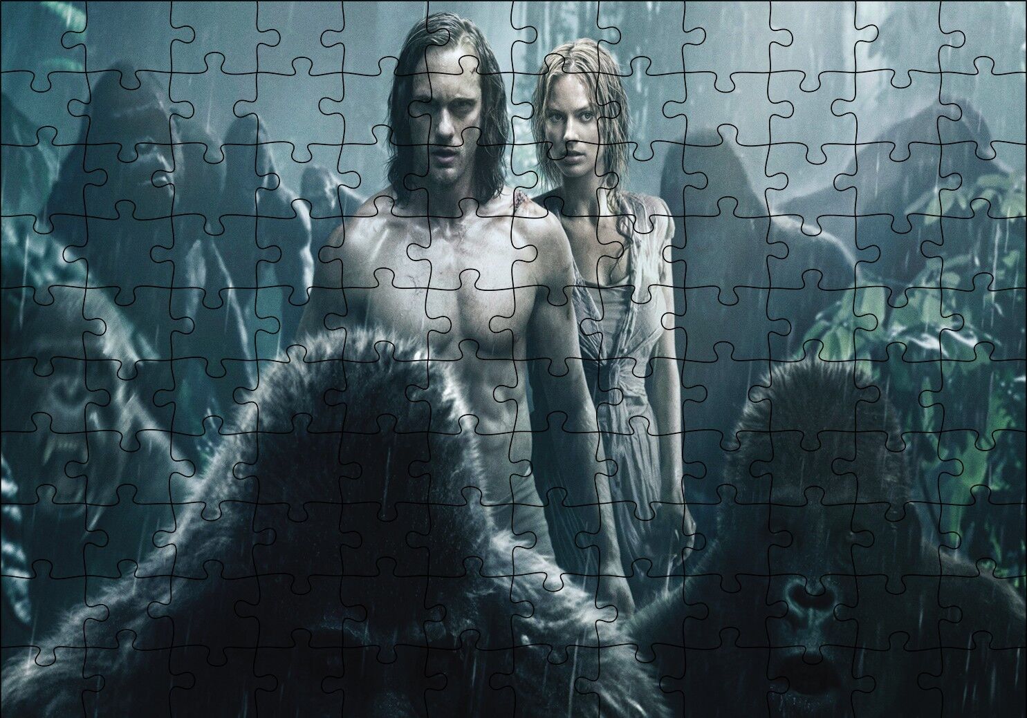 Tarzan Jane ve Maymunlar Puzzle Yapboz MDF Ahşap