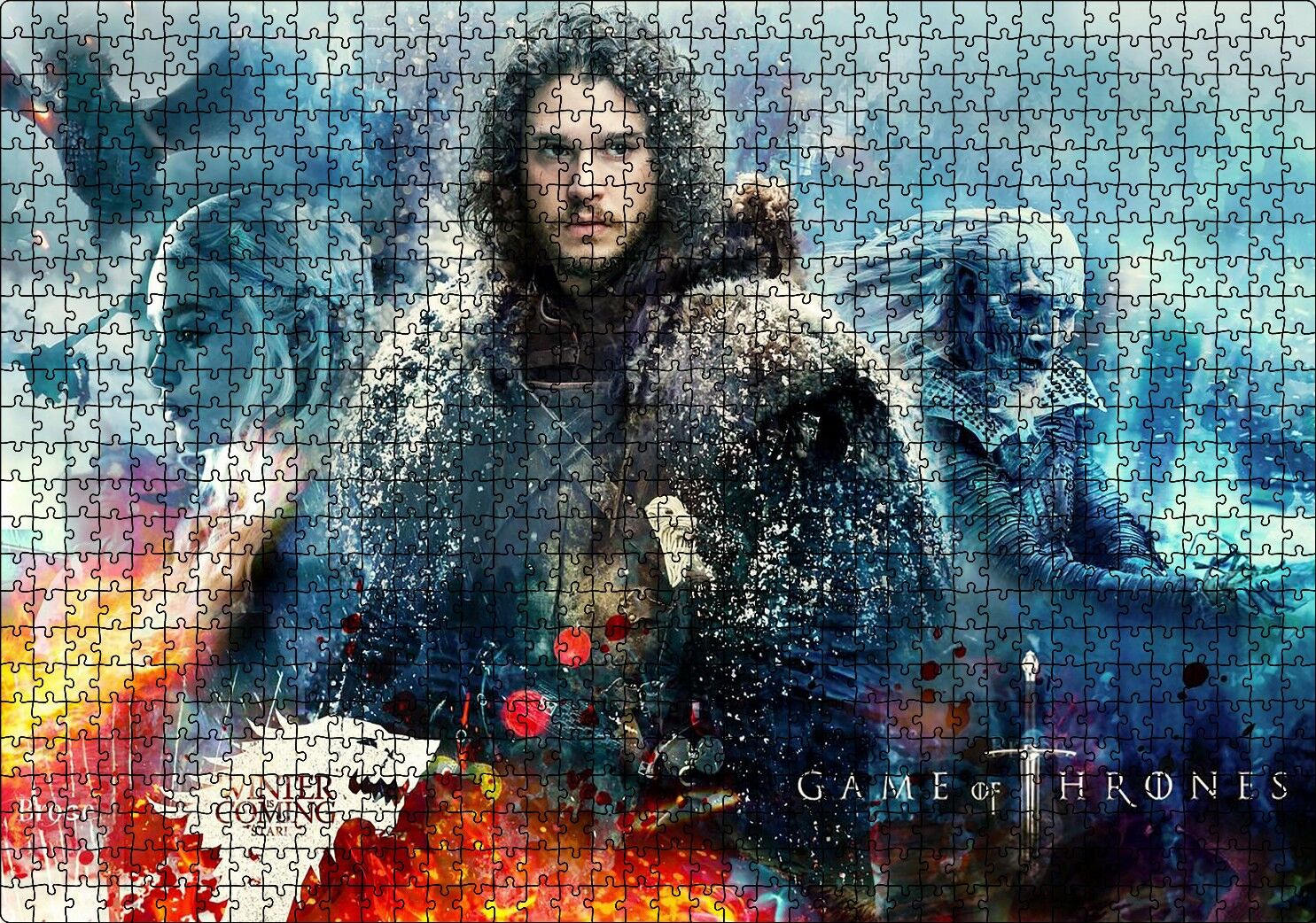 Game of Thrones Karakterleri Kompozisyon Puzzle Yapboz MDF Ahşap 1000 Parça 49 cm X 68 cm