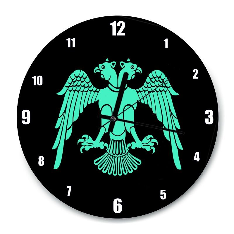 Siyah Zeminde Selçuklu Simgesi Görselli  Mdf Ahşap Duvar Saati