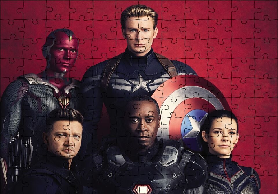 Avengers Infinity War Captain America, Vision, Hawkeye Puzzle Yapboz MDF Ahşap 120 Parça 24 cm X 34 cm