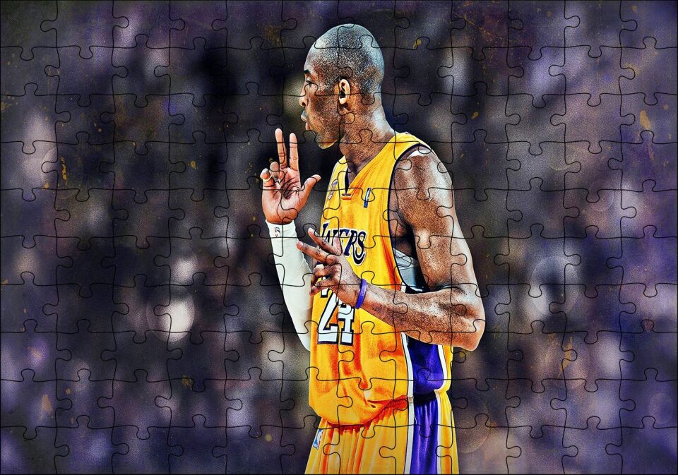 Basketbol Kobe Bryant Invincible Puzzle Yapboz MDF Ahşap 120 Parça 24 cm X 34 cm
