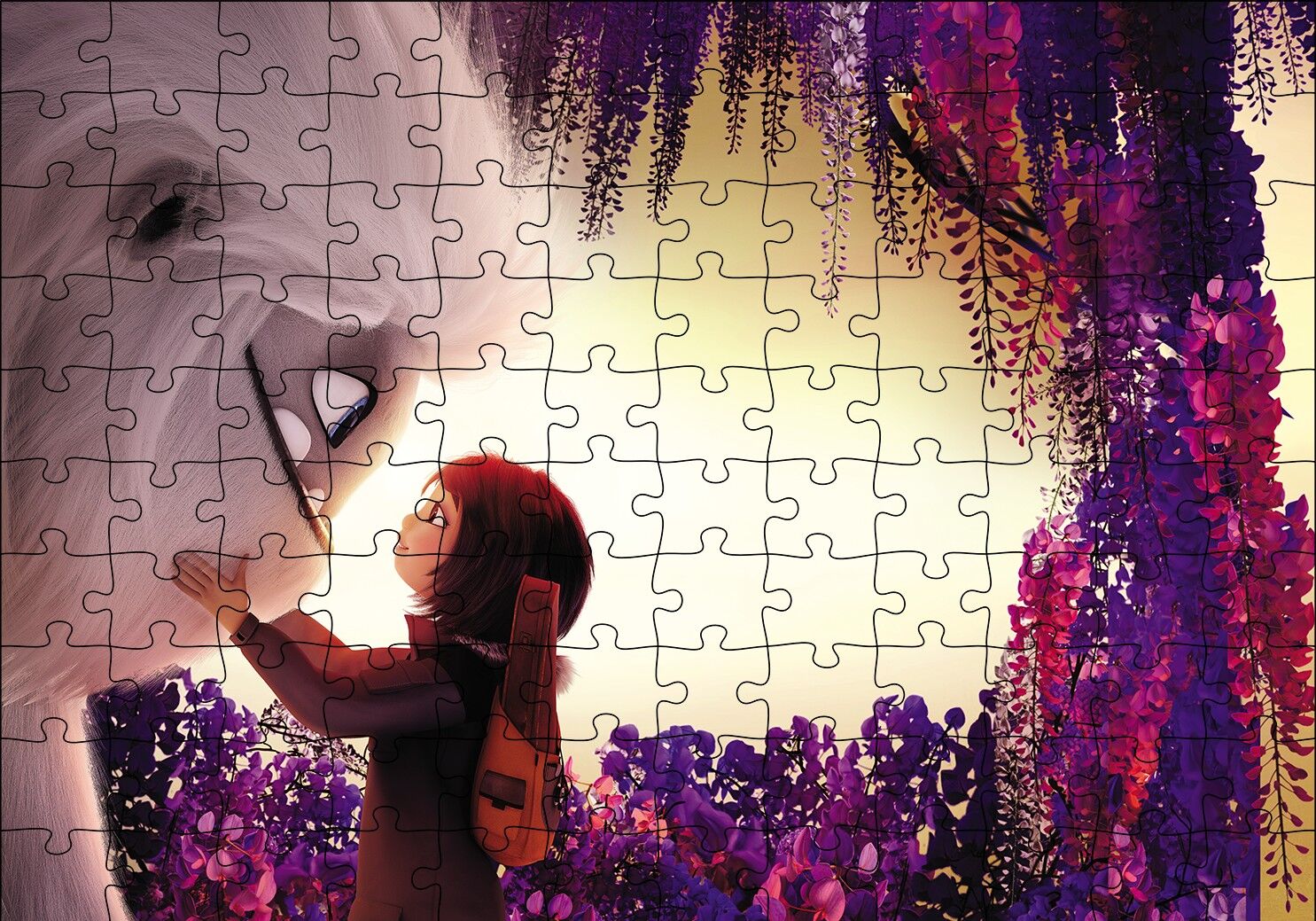 Yeti ve Küçük Kız Yakın Plan Puzzle Yapboz MDF Ahşap