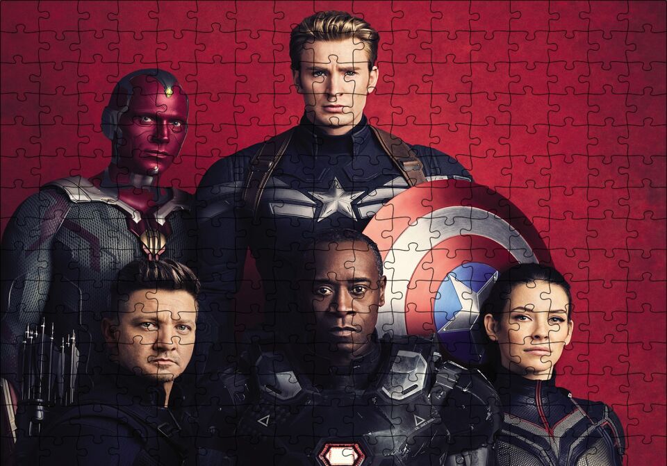Avengers Infinity War Captain America, Vision, Hawkeye Puzzle Yapboz MDF Ahşap 255 Parça 34 cm X 49 cm