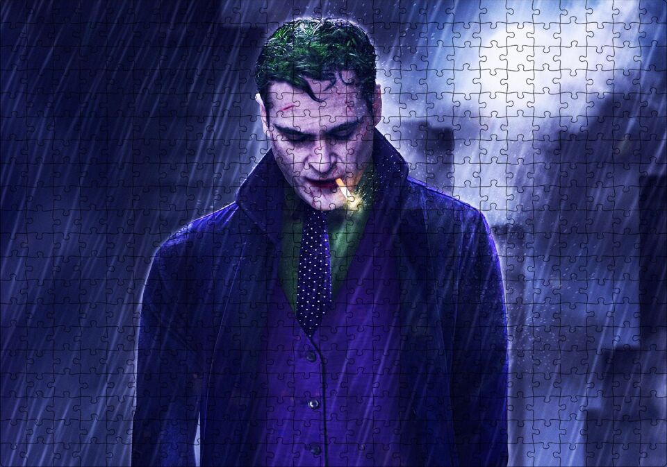 Joker Yağmur Altında Sigara İçiyor Puzzle Yapboz MDF Ahşap 500 Parça 49 cm X 68 cm