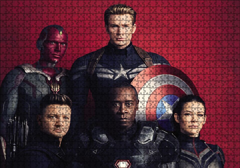 Avengers Infinity War Captain America, Vision, Hawkeye Puzzle Yapboz MDF Ahşap 1000 Parça 49 cm X 68 cm