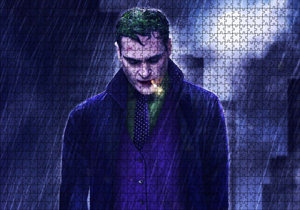 Joker Yağmur Altında Sigara İçiyor Puzzle Yapboz MDF Ahşap 1000 Parça 49 cm X 68 cm