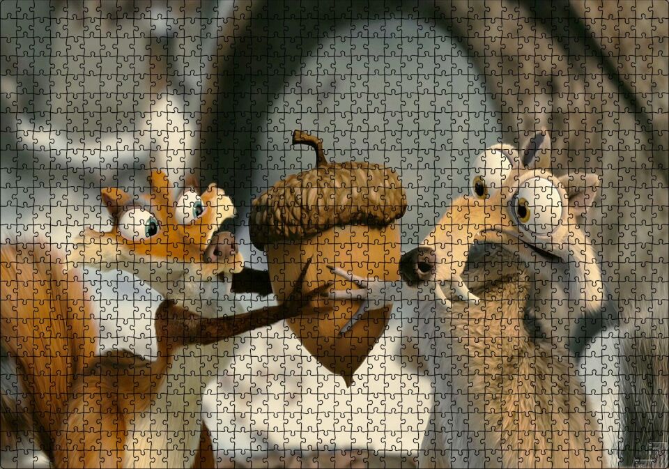 Sincap Scrat İle Fındık Toplamaca Görseli Puzzle Yapboz MDF Ahşap 1000 Parça 49 cm X 68 cm