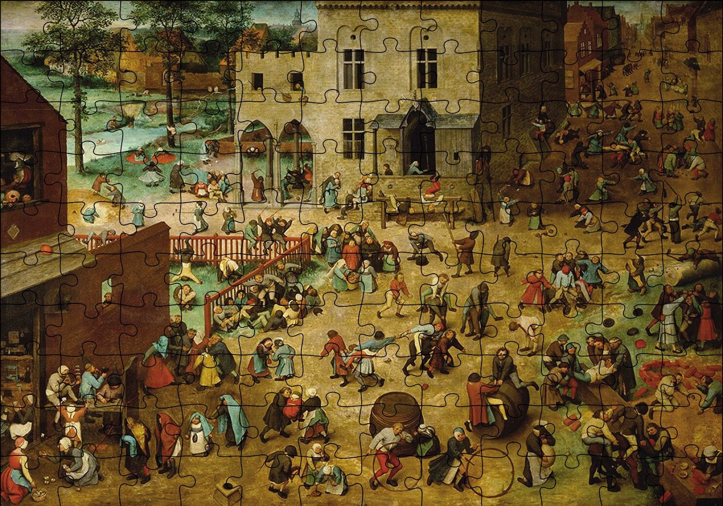 Çoçuklarin Oyunları Pieter Brueghel Puzzle Yapboz MDF Ahşap 120 Parça 24 cm X 34 cm
