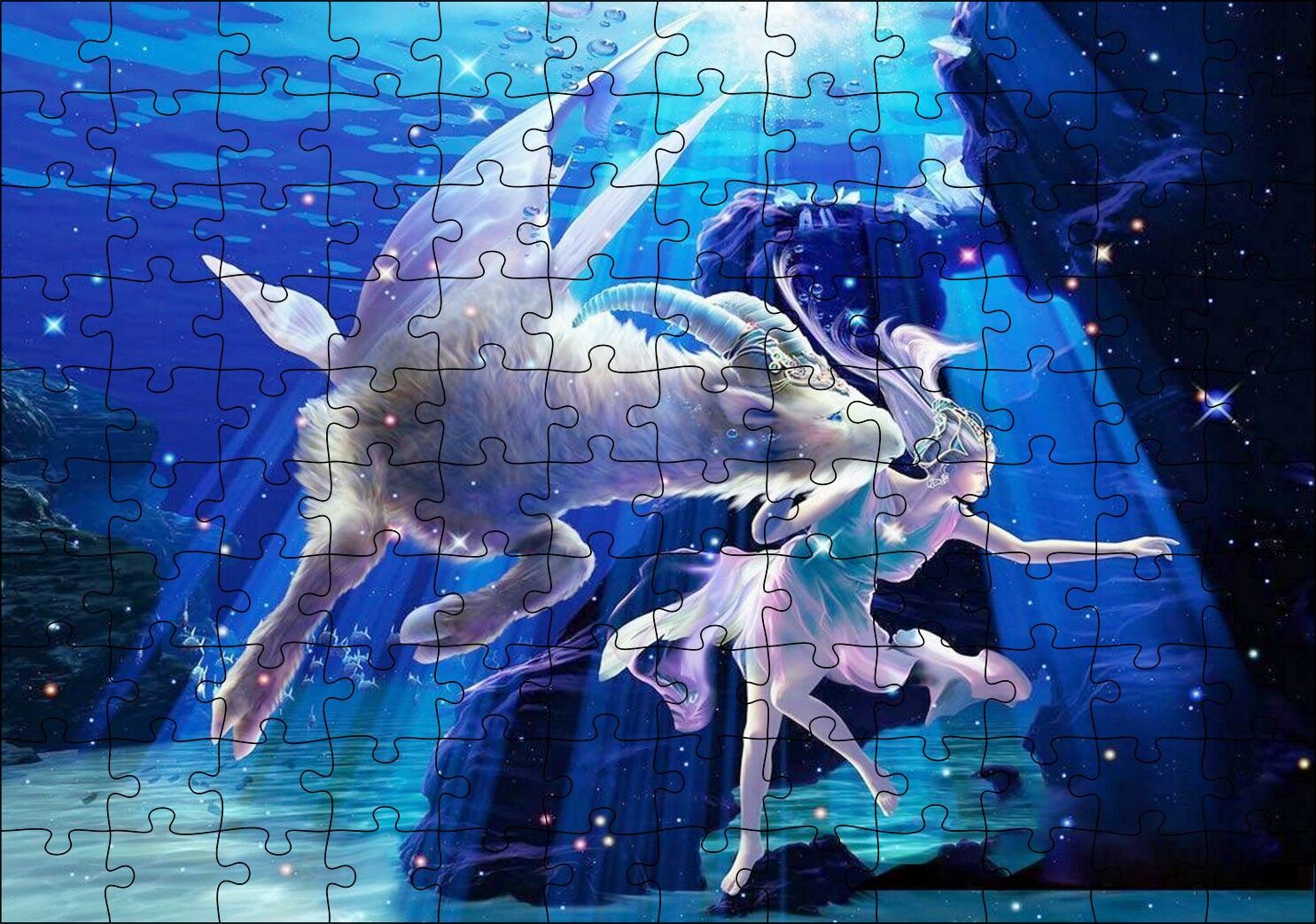 Perisi ve Koç Burcu Görseli Puzzle Yapboz MDF Ahşap 120 Parça 24 cm X 34 cm