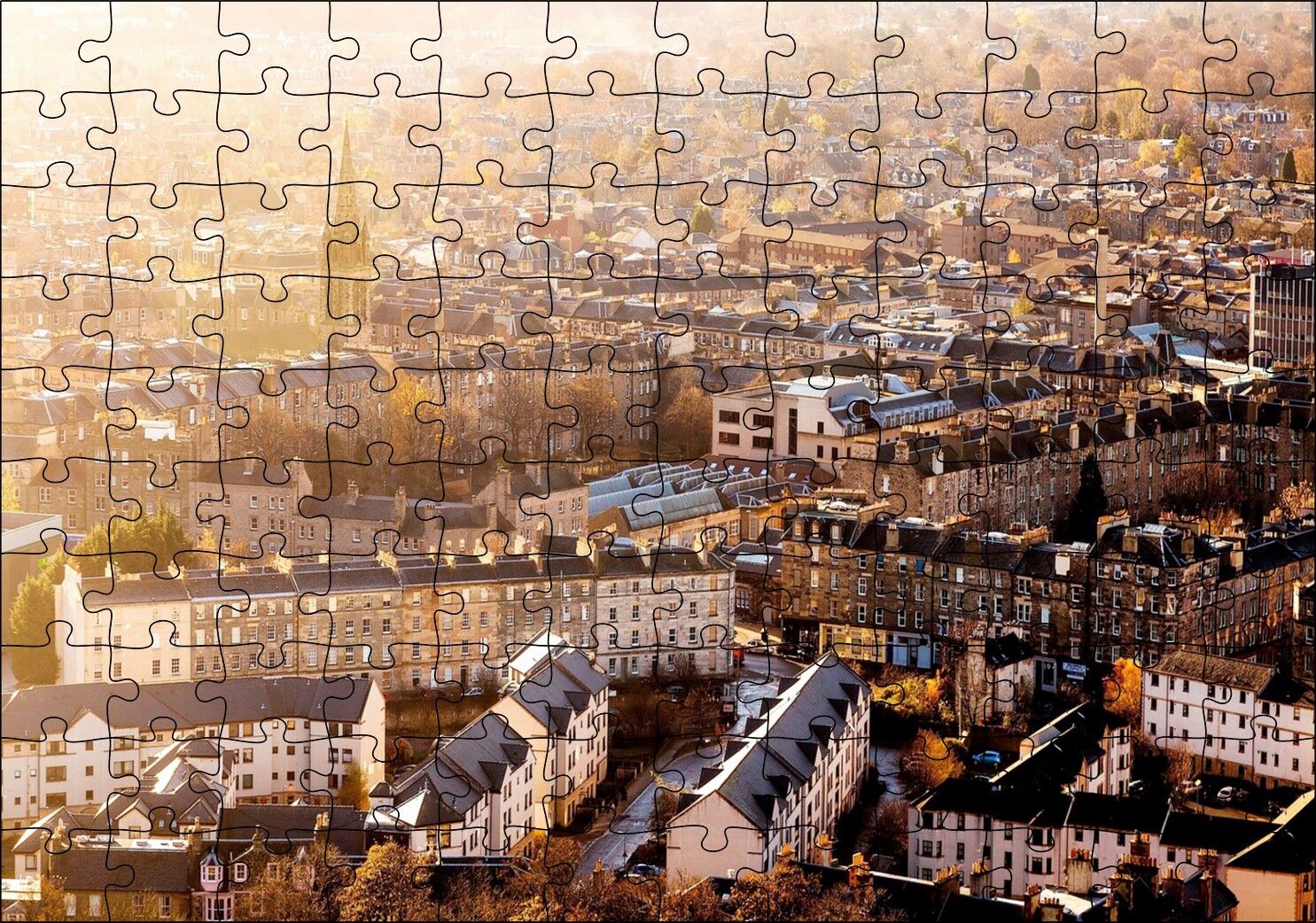 İskoçya Edinburg Yüksekten Şehir Manzarası Puzzle Yapboz MDF Ahşap 120 Parça 24 cm X 34 cm