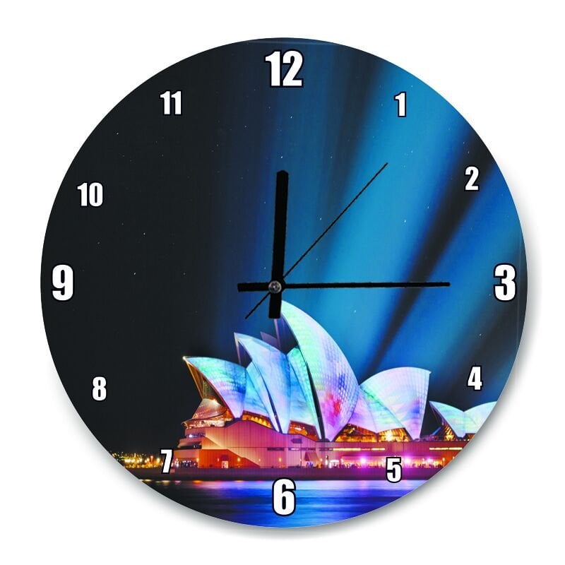 Sydney Opera Binası Gece Görünüş  Mdf Ahşap Duvar Saati