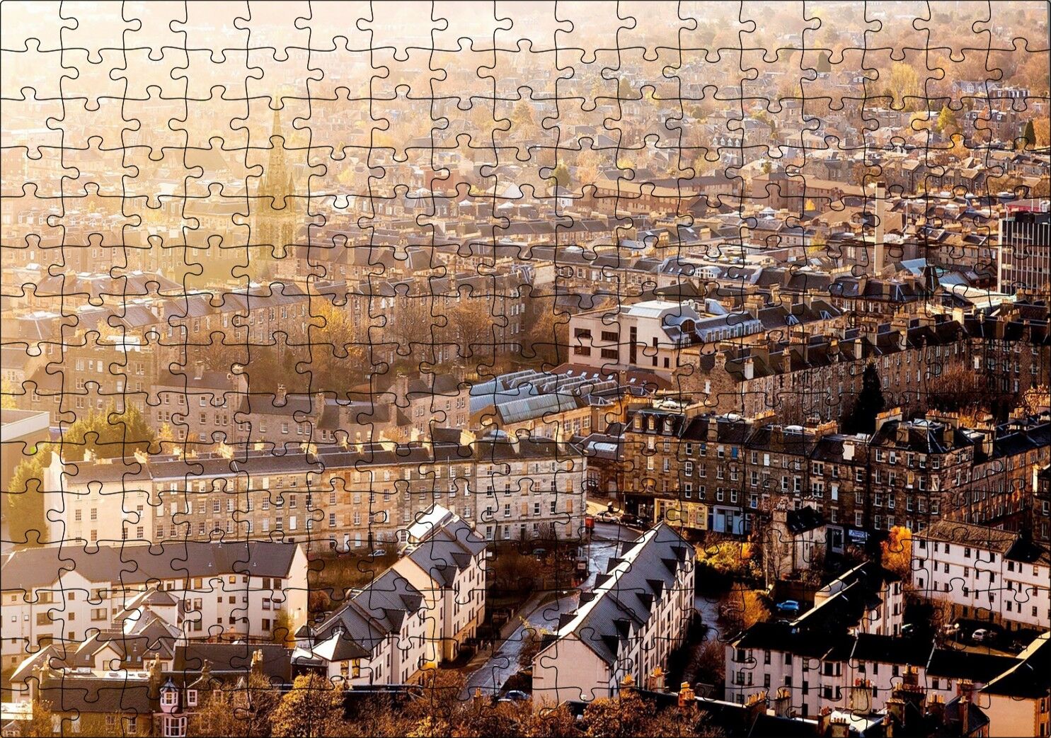 İskoçya Edinburg Yüksekten Şehir Manzarası Puzzle Yapboz MDF Ahşap 255 Parça 34 cm X 49 cm
