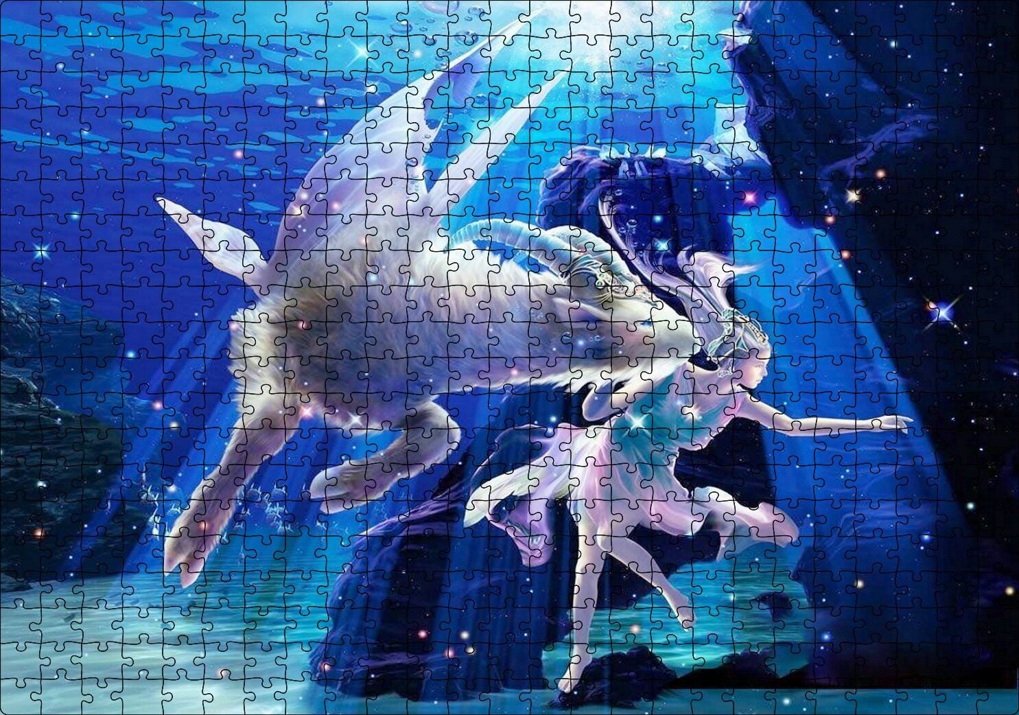 Perisi ve Koç Burcu Görseli Puzzle Yapboz MDF Ahşap 500 Parça 49 cm X 68 cm