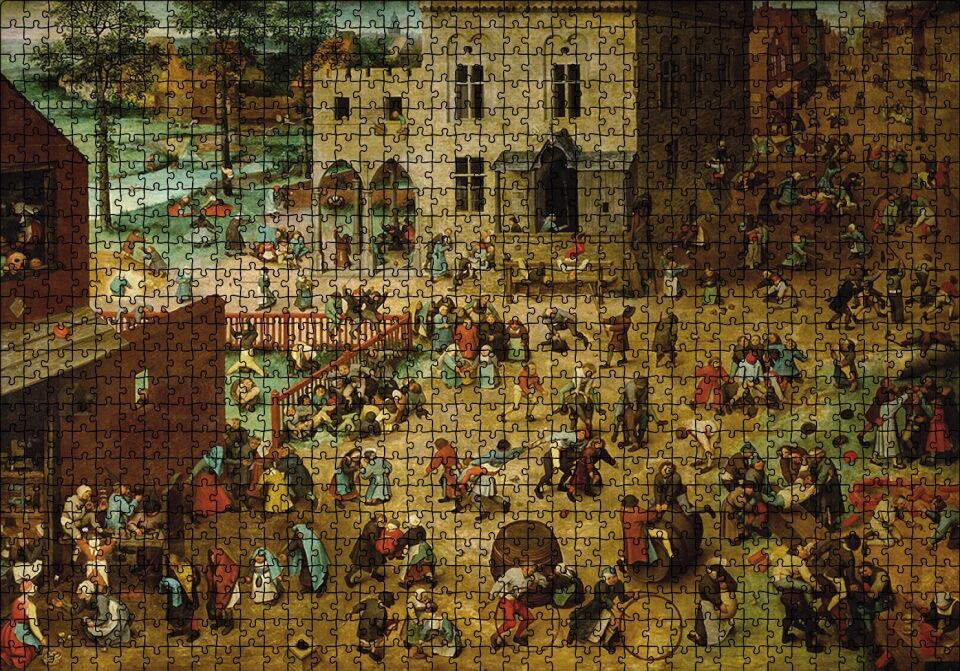 Çoçuklarin Oyunları Pieter Brueghel Puzzle Yapboz MDF Ahşap 1000 Parça 49 cm X 68 cm