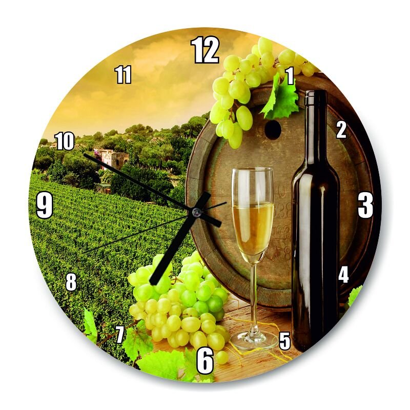 Şarap Üzüm Bağı  Mdf Ahşap Duvar Saati