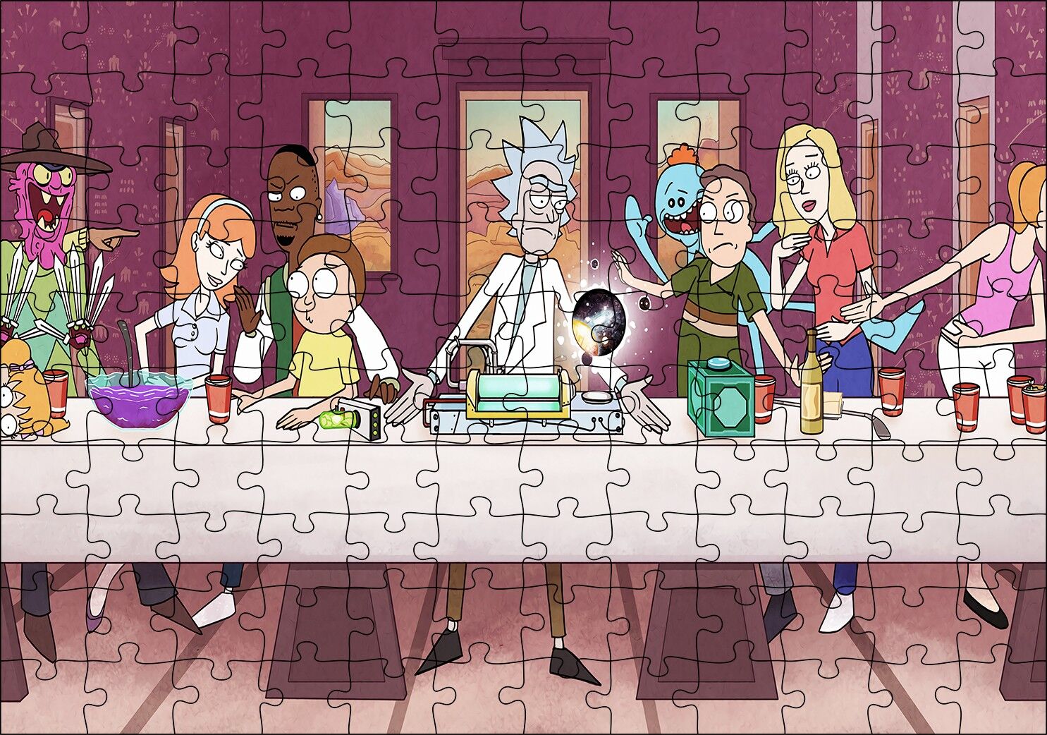 Son Akşam Rick Ve Morty Görseli Puzzle Yapboz MDF Ahşap 120 Parça 24 cm X 34 cm
