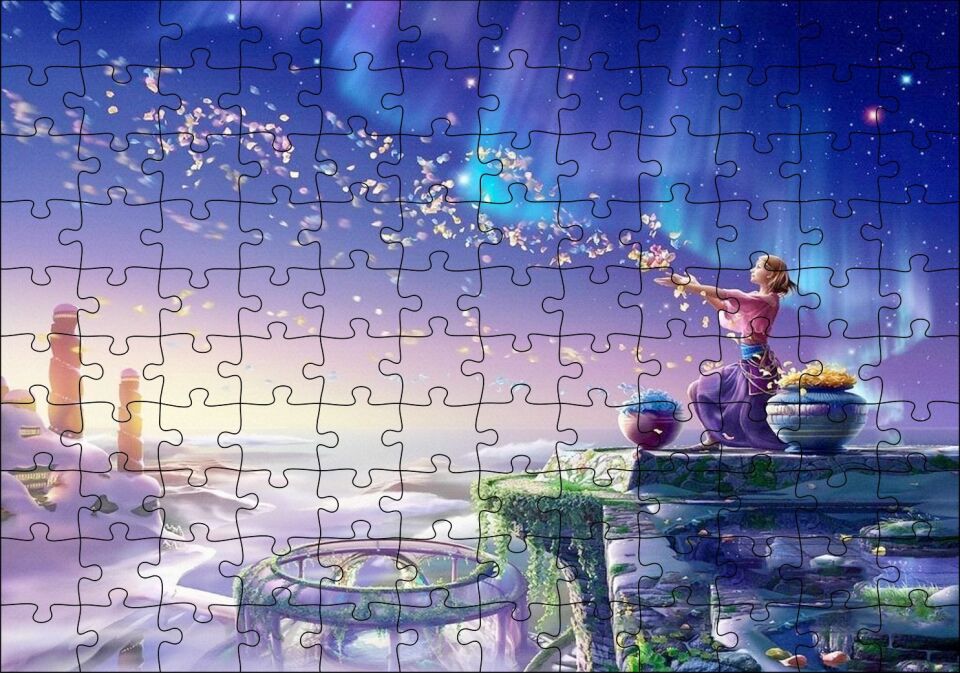Perisi ve Saçtığı Çiçekler Puzzle Yapboz MDF Ahşap 120 Parça 24 cm X 34 cm