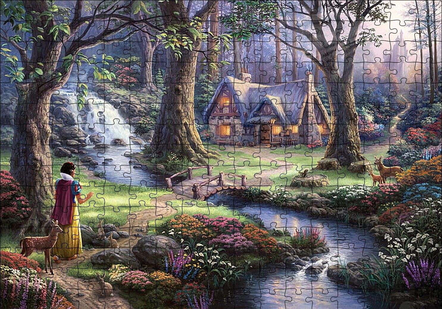 Pamuk Prenses ve Ormandaki Kulübe Puzzle Yapboz MDF Ahşap 255 Parça 34 cm X 49 cm