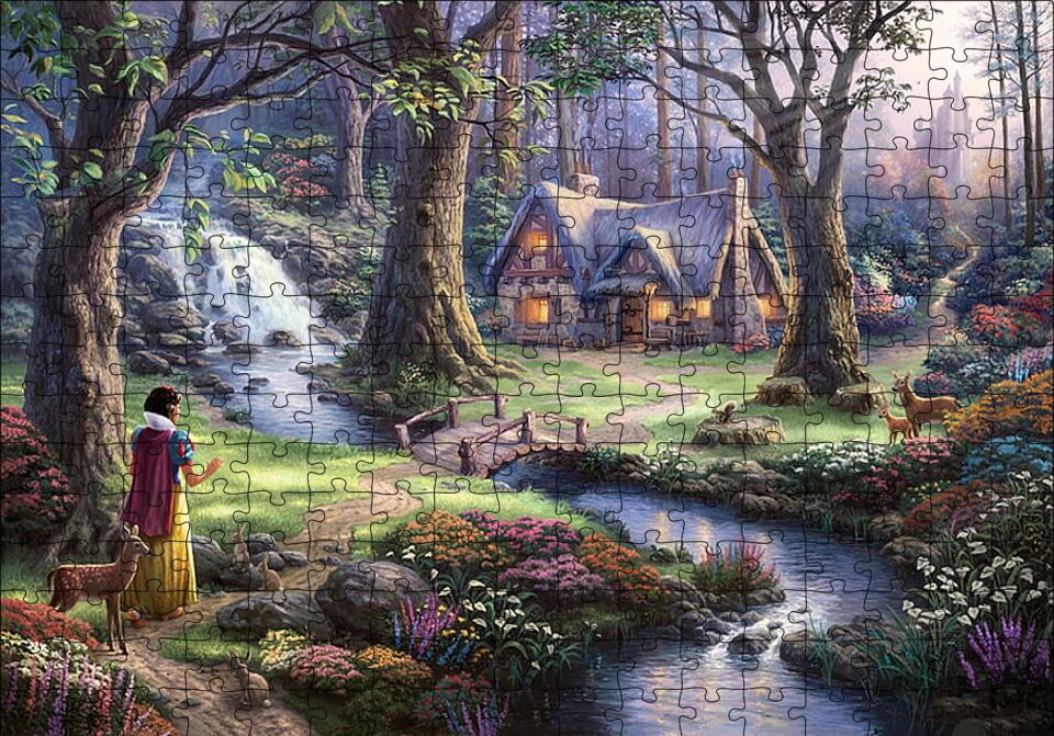 Pamuk Prenses ve Ormandaki Kulübe Puzzle Yapboz MDF Ahşap 255 Parça 34 cm X 49 cm