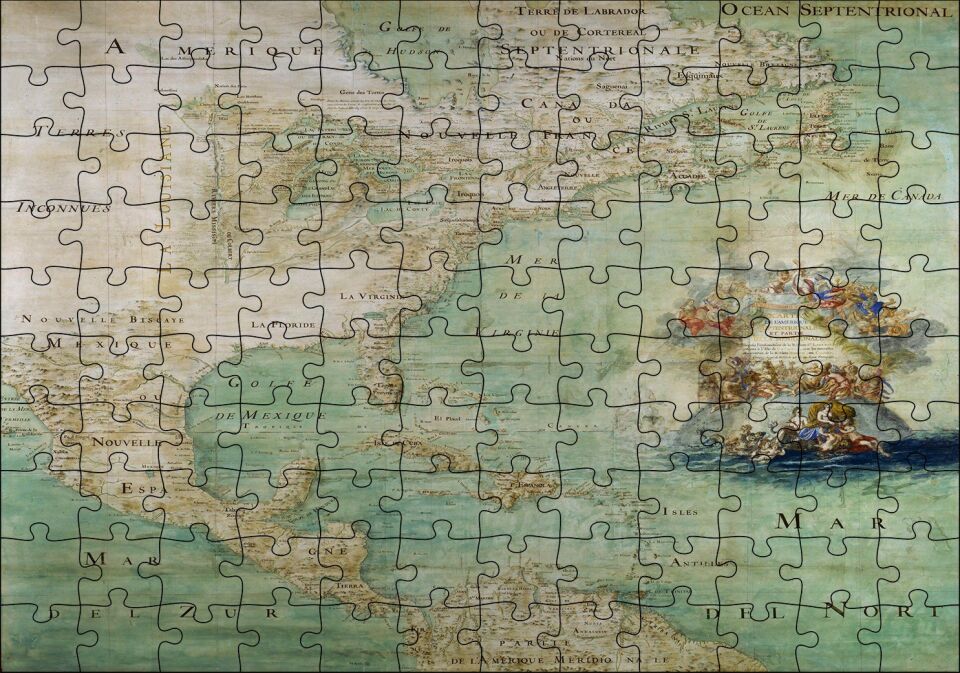 Kuzey ve Orta Amerika Eski Haritası Puzzle Yapboz MDF Ahşap