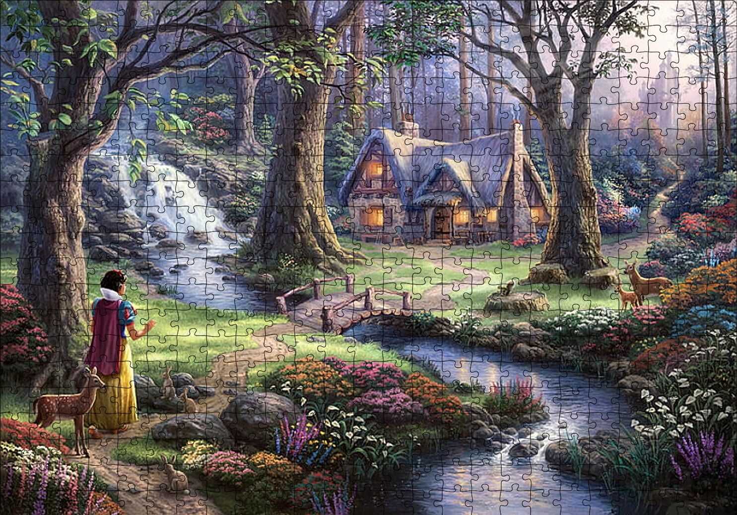 Pamuk Prenses ve Ormandaki Kulübe Puzzle Yapboz MDF Ahşap 500 Parça 49 cm X 68 cm