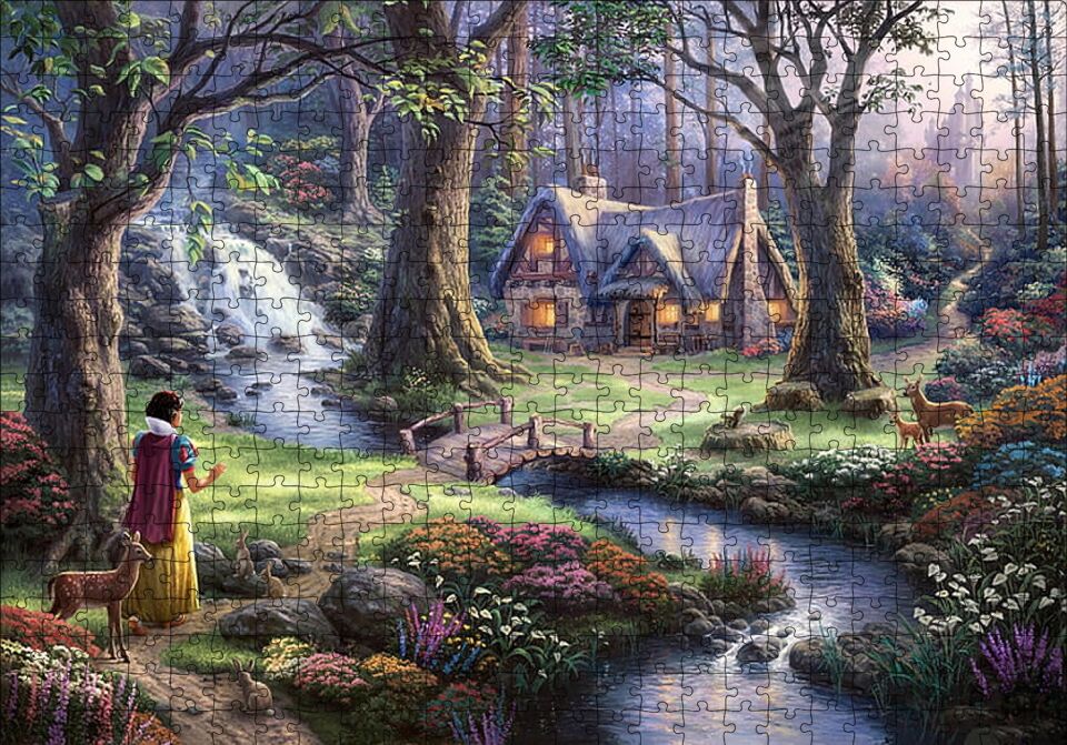 Pamuk Prenses ve Ormandaki Kulübe Puzzle Yapboz MDF Ahşap 500 Parça 49 cm X 68 cm