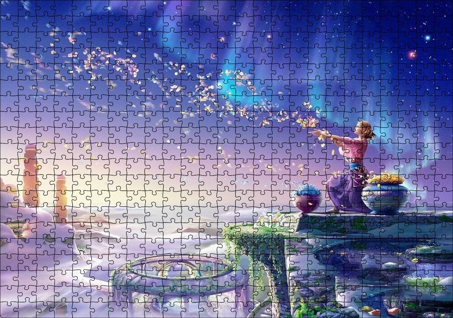 Perisi ve Saçtığı Çiçekler Puzzle Yapboz MDF Ahşap 500 Parça 49 cm X 68 cm