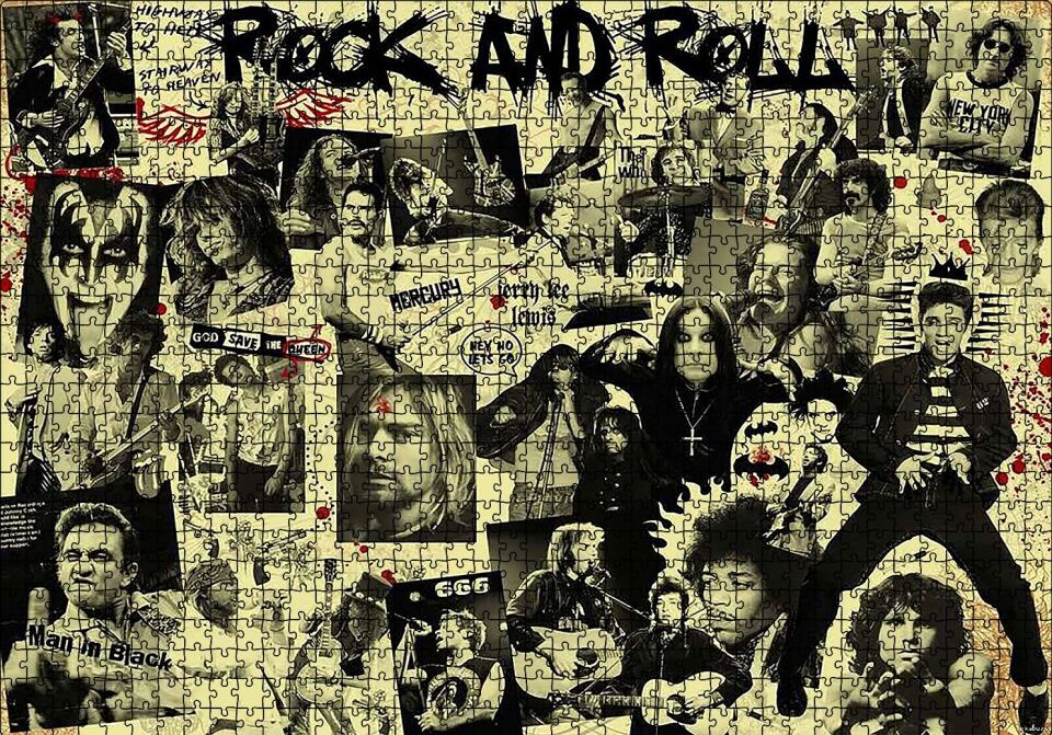 Geçmişten Rock Yıldızları Puzzle Yapboz MDF Ahşap 1000 Parça 49 cm X 68 cm