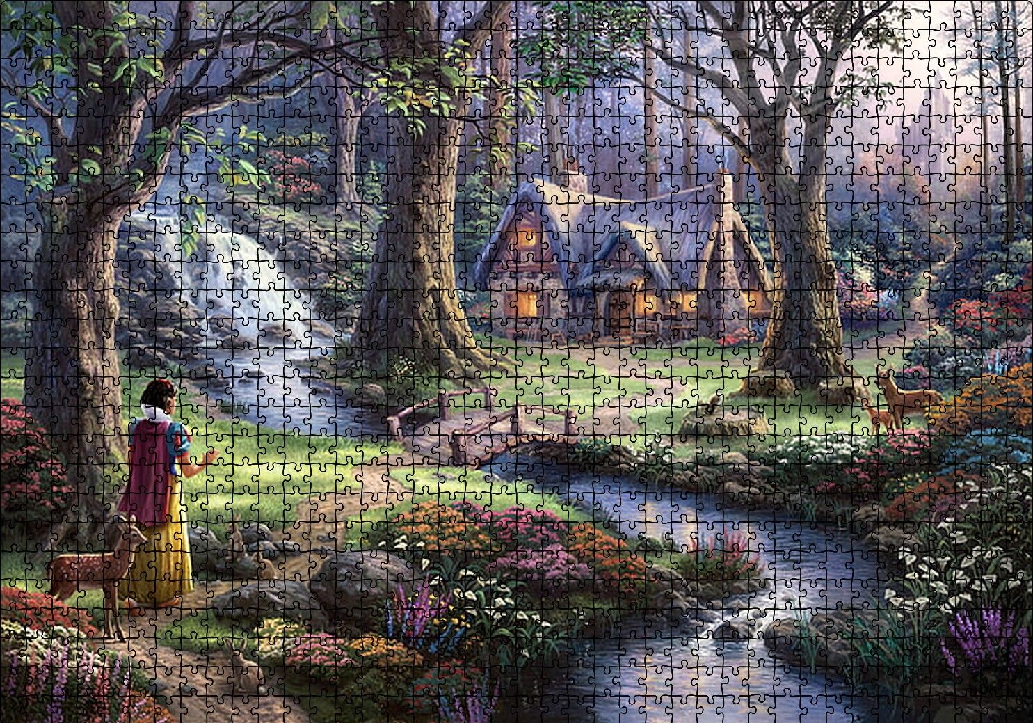 Pamuk Prenses ve Ormandaki Kulübe Puzzle Yapboz MDF Ahşap 1000 Parça 49 cm X 68 cm