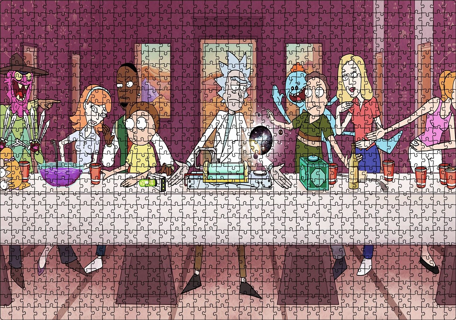Son Akşam Rick Ve Morty Görseli Puzzle Yapboz MDF Ahşap 1000 Parça 49 cm X 68 cm